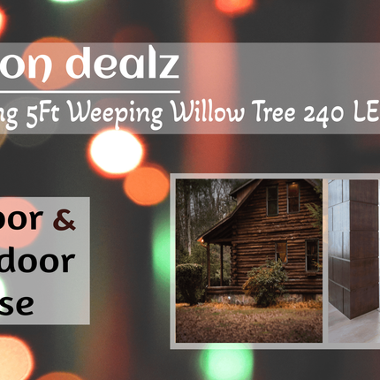 5 FT Weeping Willow Tree 8 functions Outdoor Christmas Decorations 240 Green LED Tree