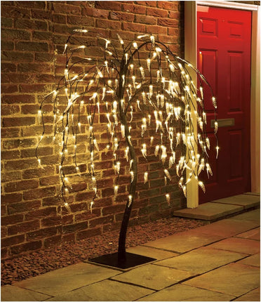 5 FT Weeping Willow Tree 8 functions Outdoor Christmas Decorations 240 Warm White LED Tree