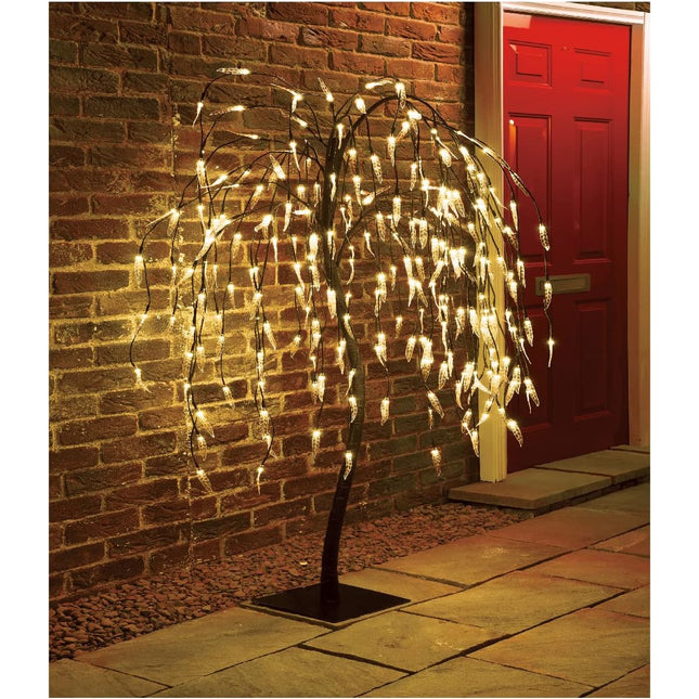 5 FT Weeping Willow Tree 8 functions Outdoor Christmas Decorations 240 Warm White LED Tree