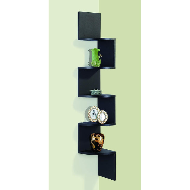 5 Tier Corner Shelves Wall Floating Shelf - Black