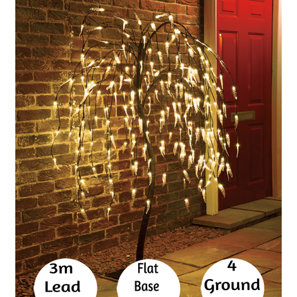 5 FT Weeping Willow Tree Outdoor Christmas Decorations 240 Warm white LED Tree