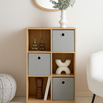 6 Cube Storage Organizer Shelf Unit with 3 Fabric Baskets