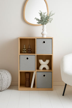 6 Cube Storage Organizer Shelf Unit with 3 Fabric Baskets