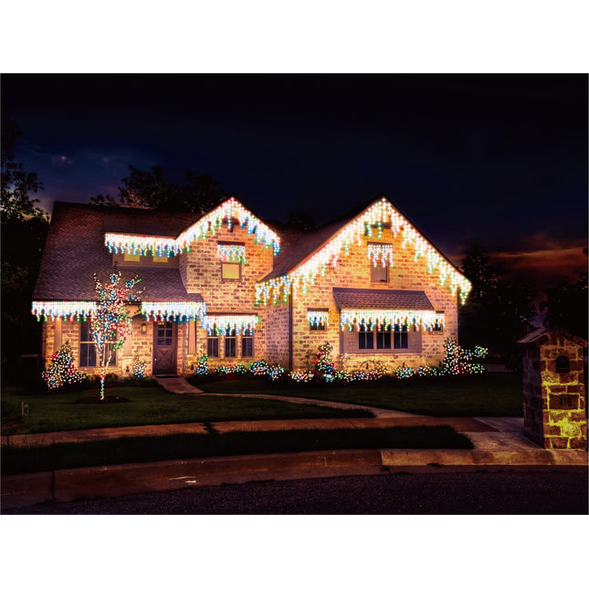 720 LED 8 Functions Xmas Icicle Outdoor Christmas Lights Multi Colour