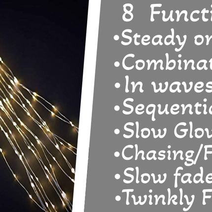 800 LED 8 Functions Icicle Outdoor Christmas Lights Warm White