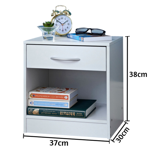 Bedside Cabinet End Side Table Living Room - White