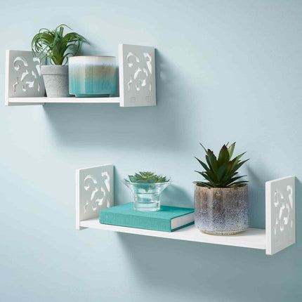Set of 2 Floating Wall Mounted Shelves U Shape - Grey