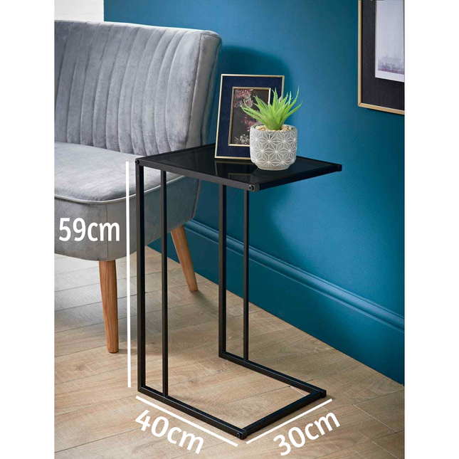 C Shaped Sofa Side Table Laptop Desk Black Coffee End Table Bedside Work Table