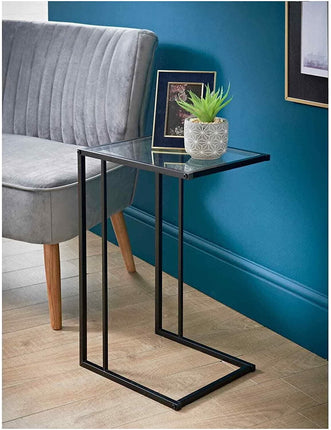 C Shaped Sofa Side Table Laptop Desk - Black