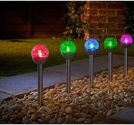 5pk Solar Garden Lights Outdoor Stake Pathway Lighting