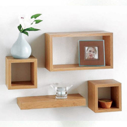 Lima Set Of 4 Floating Shelves - Oak