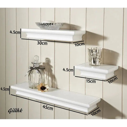 Set of 3 Floating Wall Mounted Shelves - White