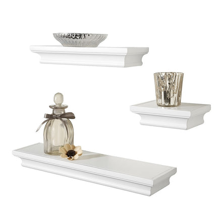 Set of 3 Floating Wall Mounted Shelves - White