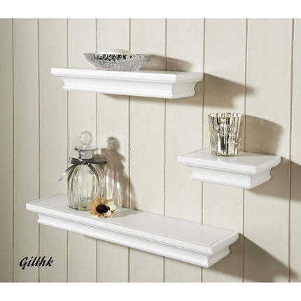 Set of 3 Floating Wall Mounted Shelves - White
