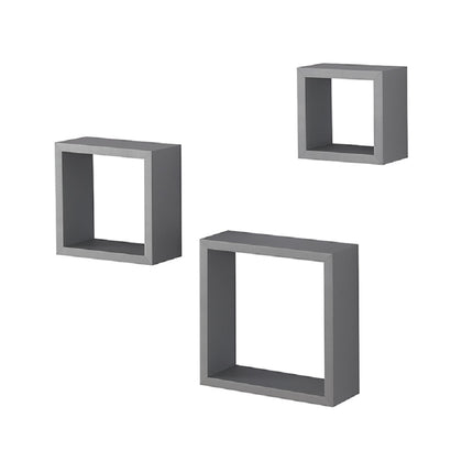 Cali Floating Cube Shelves Set of 3 Wall Hanging - Grey