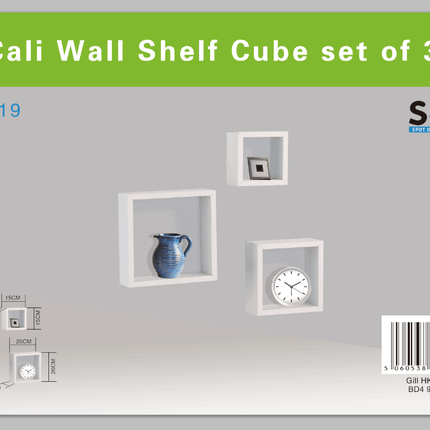Cali Floating Cube Shelves Set of 3 Wall Hanging - White