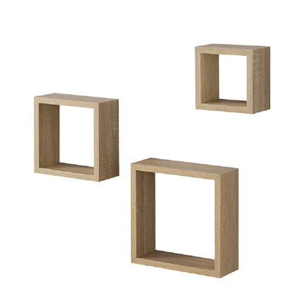 Cali Floating Cube Shelves Set of 3 Wall Hanging - Oak