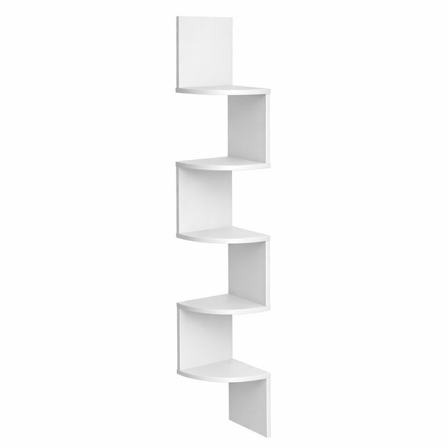 5 Tier Corner Shelves Wall Floating Shelf - White