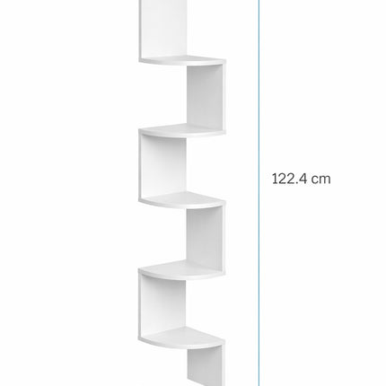 5 Tier Corner Shelves Wall Floating Shelf - White
