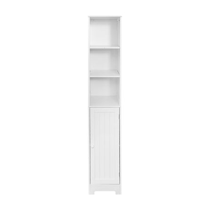 Bathroom Storage Cabinet Tallboy Narrow Cupboard - White