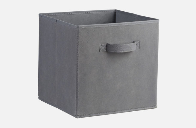 Grey Woven Fabric Storage Basket Foldable Cube Shelf Organiser Storage Bin
