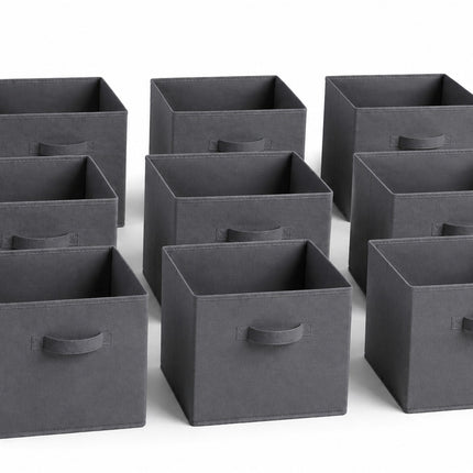 Grey Woven Fabric Storage Basket Foldable Cube Shelf Organiser Storage Bin