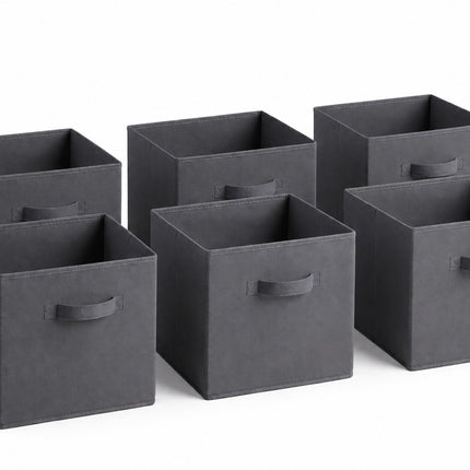 Grey Woven Fabric Storage Basket Foldable Cube Shelf Organiser Storage Bin