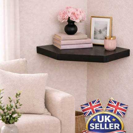 Floating Wall Corner Shelf - Black