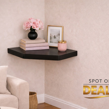Floating Wall Corner Shelf - Black
