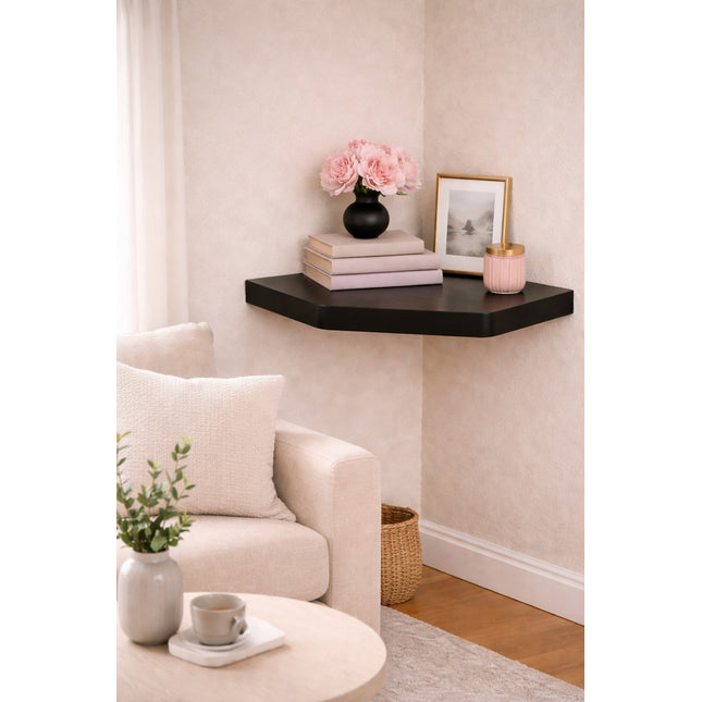 Floating Wall Corner Shelf - Black