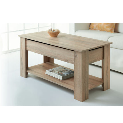 Lift Up Coffee Table with Storage Adjustable Height - Oak