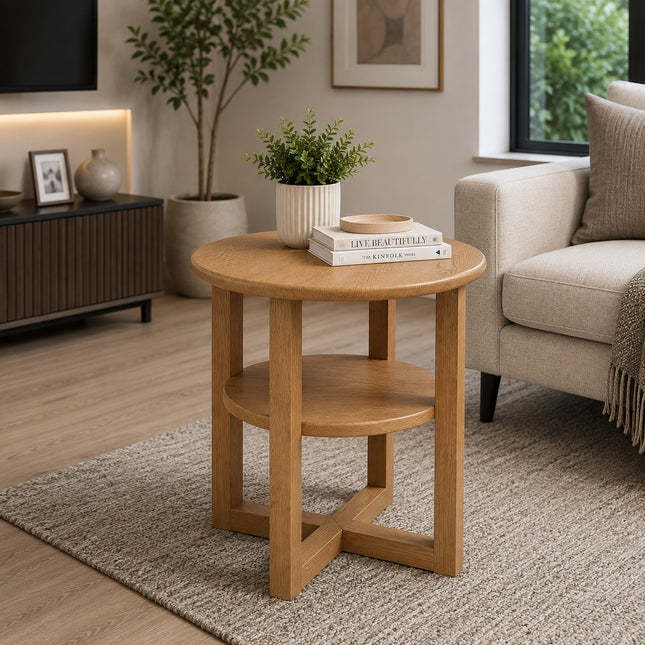Small Sofa Side Lamp Coffee Table Bedroom - Oak