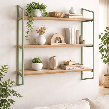 3 Tier Shelving Metal Frame Wooden Shelf-1O2