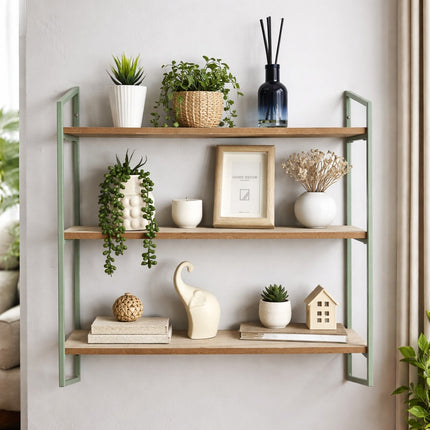 3 Tier Shelving Metal Frame Wooden Shelf-1O2