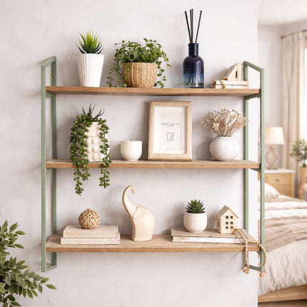 3 Tier Shelving Metal Frame Wooden Shelf-1O2