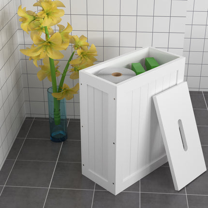 Wooden White Small Toilet Cleaning Storage Tidy Box - Flat Pack