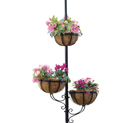 Solar Powered 3 Tier Flower Planter With White LED Light