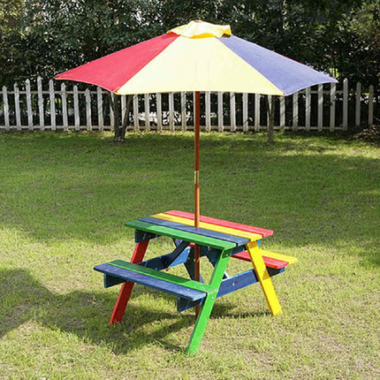 Kids Garden Picnic Table Wooden Bench Colorful Design