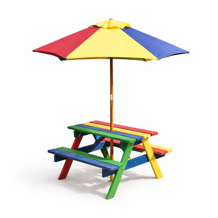 Kids Garden Picnic Table Wooden Bench Colorful Design