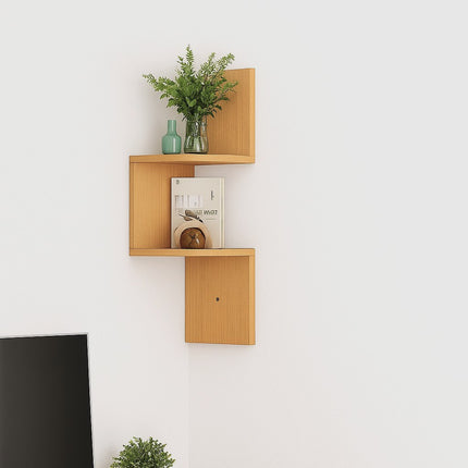 2 Tier Wall Mounted Corner Shelf-Oak