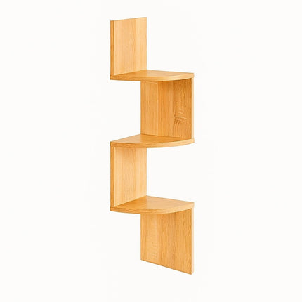 3 Tier Wall Mounted Corner Shelf - Oak