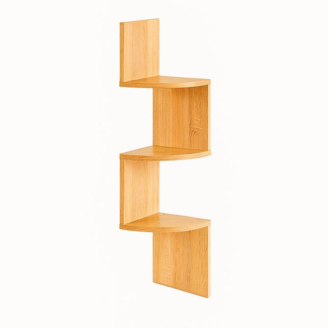 3 Tier Wall Mounted Corner Shelf - Oak