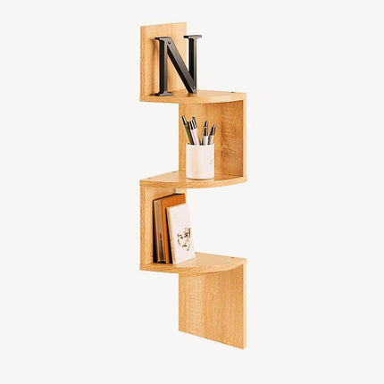 3 Tier Wall Mounted Corner Shelf - Oak