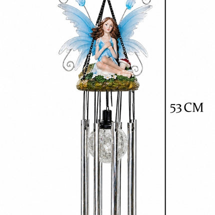 Wind Chimes Fairy Hanging Solar Powered LED Crackle Ball - Blue