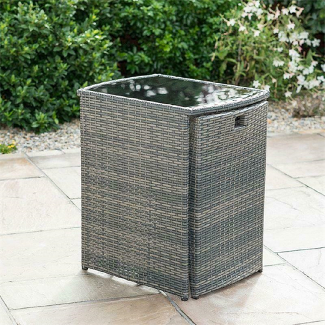 3pc Rattan Effect Compact Square Bistro Set 3 - Grey