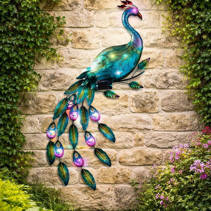 LED Solar Peacock Wall Light