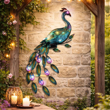 LED Solar Peacock Wall Light