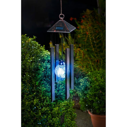 Solar Powered Wind Chime and Solar Light - Colour Changing-Bronze