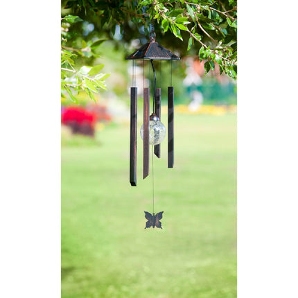 Solar Powered Wind Chime and Solar Light - Colour Changing-Bronze