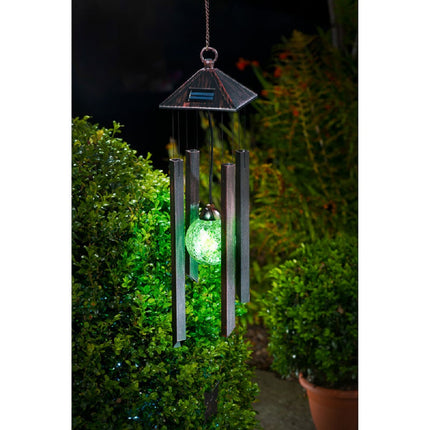 Solar Powered Wind Chime and Solar Light - Colour Changing-Bronze